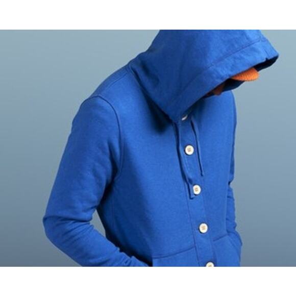 NEW Bolivares Blue Button Up Hoodie Size: M - Picture 1 of 5